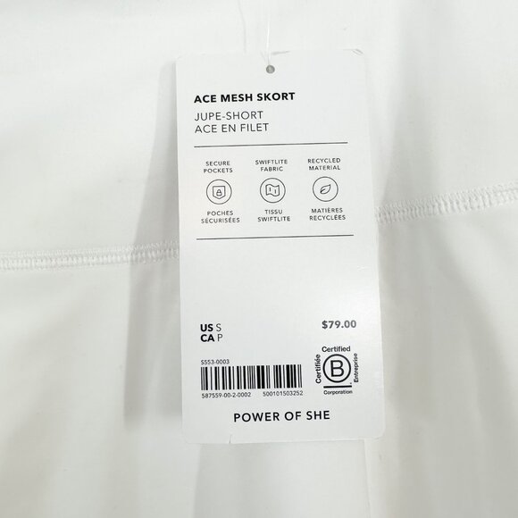 Short Athleta White Ace Mesh Skort New With Tags - Size Small - Picture 4 of 7